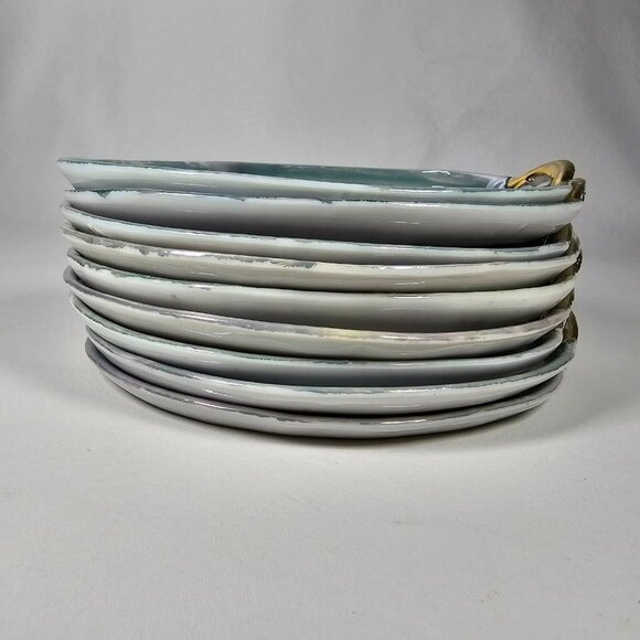 Set of 9 Sushi Plates 7" Serving Tray w/ Sauce Ring - Bird Floral Made in Japan - Picture 9 of 9